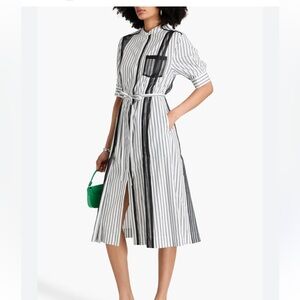 1PHILLIP LIM
Organza-trimmed striped cotton-poplin midi s